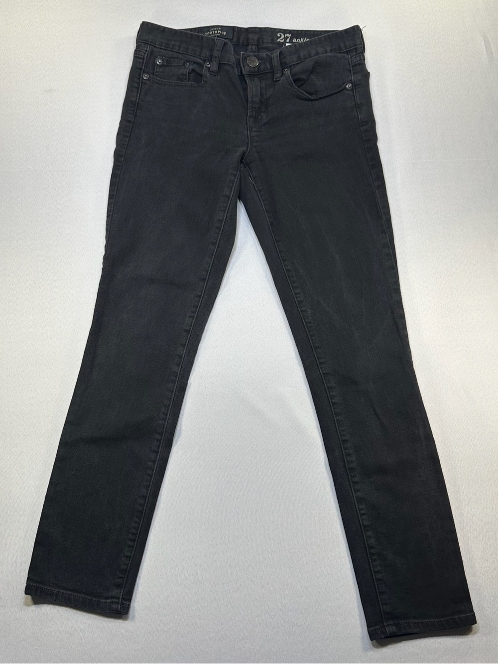 J.Crew Toothpick Ankle   Black Mid Rise Stretch Denim  Women’s Jeans Size 27